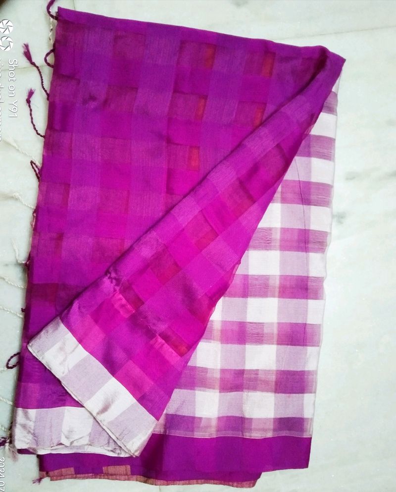 Purple Checkered Saree