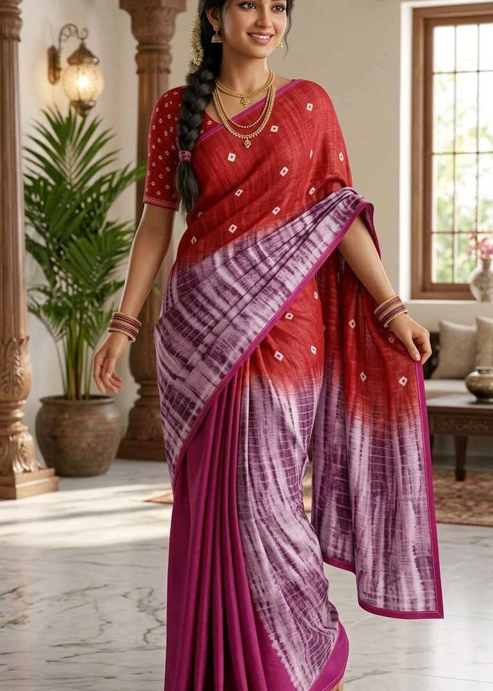 Beautiful Red &amp; Purple Saree