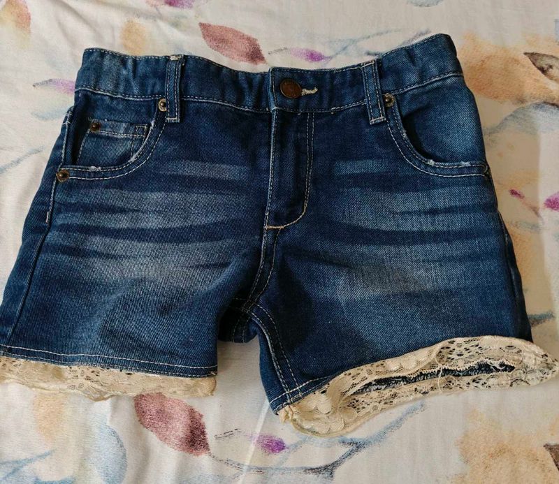 Cute Denim Shorts with Lace Trim