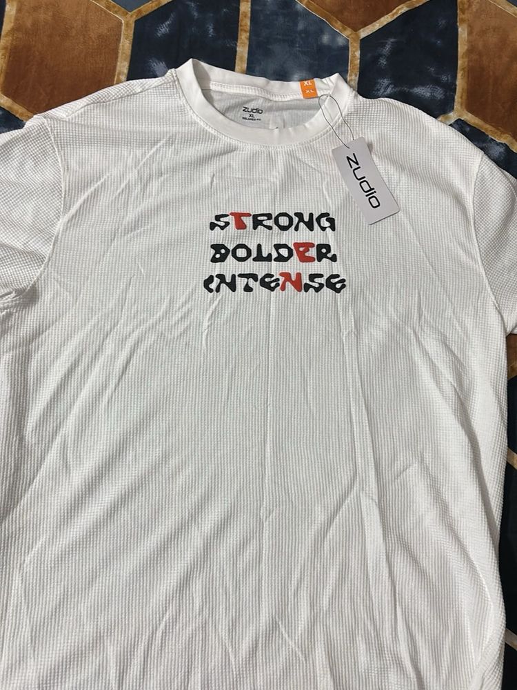 Zudio White Graphic T-Shirt