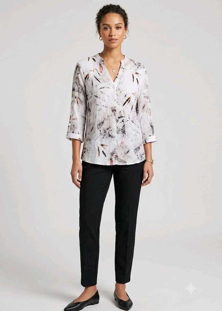 Stylish Abstract Print Tunic Top