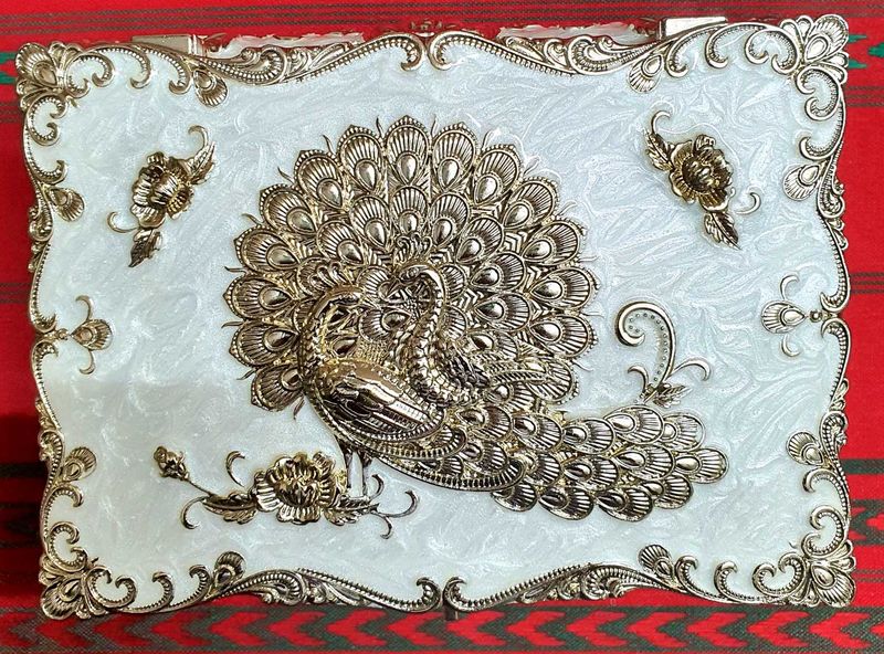 Elegant Silver Plated Peacock Jwellery Box