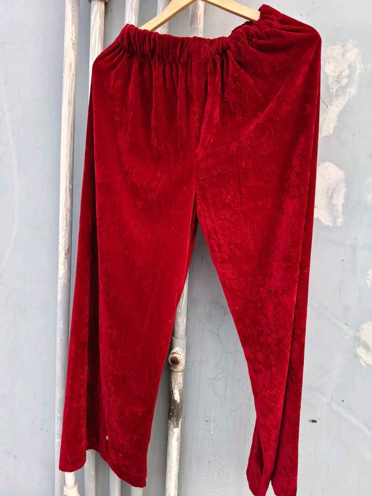 Red Velvet Palazzo Pants