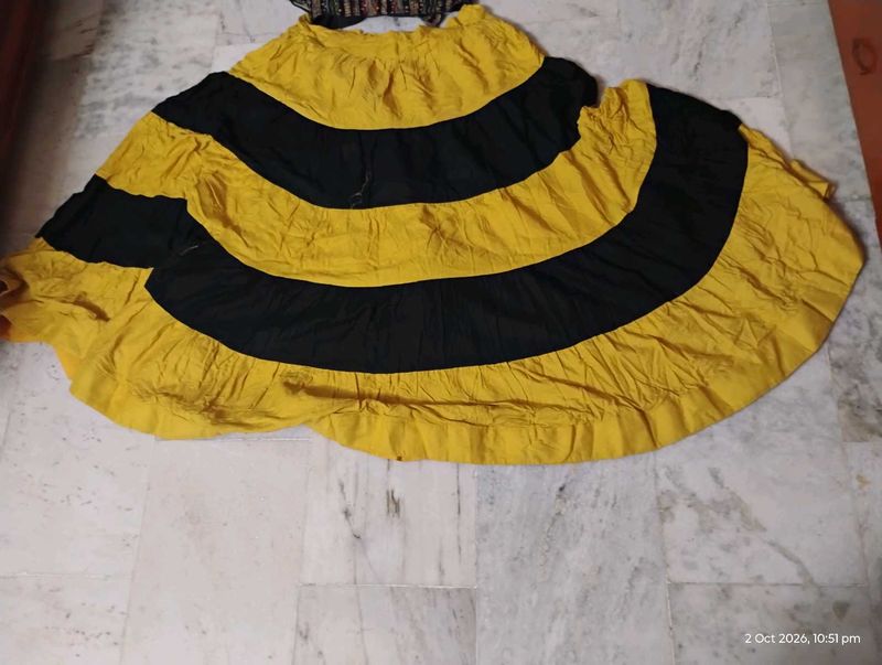 Vibrant Yellow &amp; Black Striped Skirt