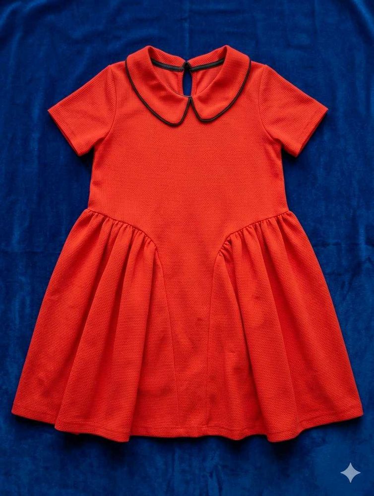 Vibrant Red Collared Dress