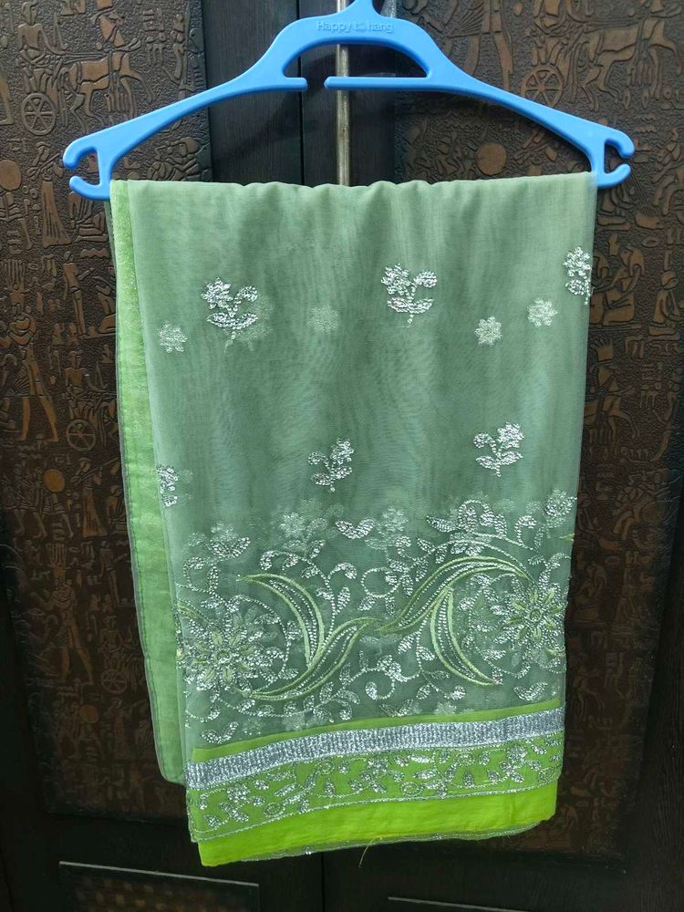 Bright Green Ethnic Saree