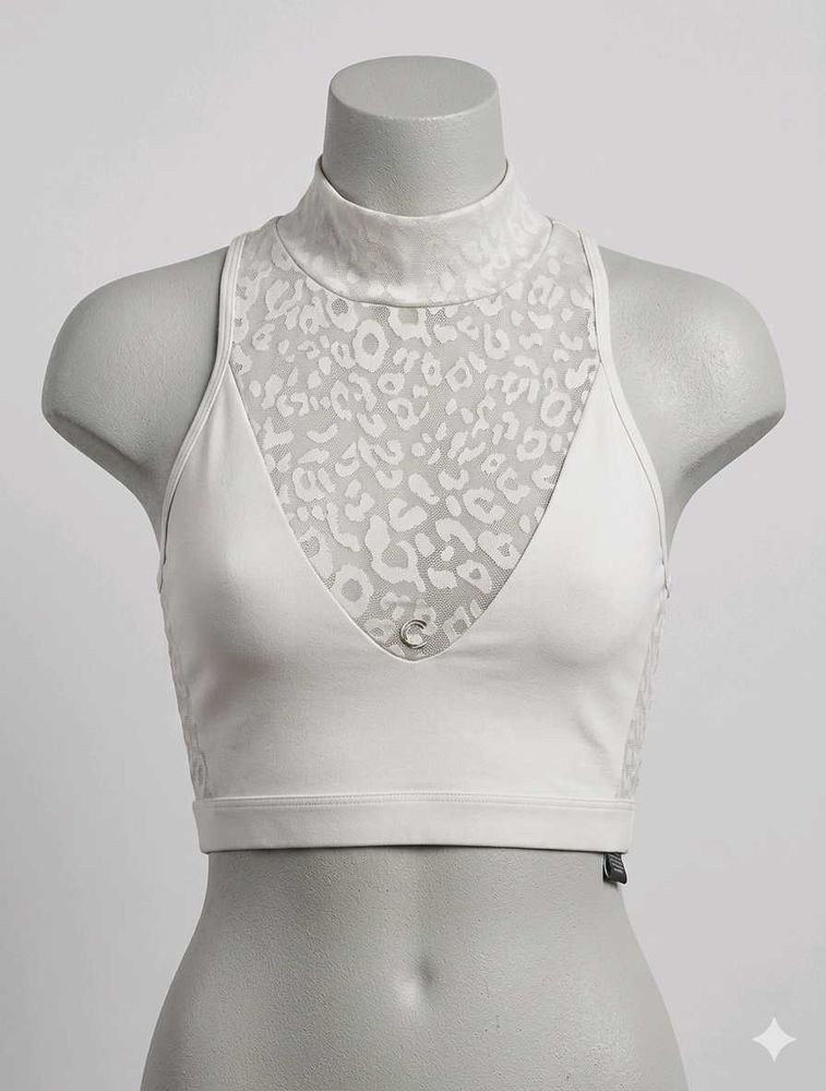 Victoria's secret Mock Neck Leopard Mesh Crop Top