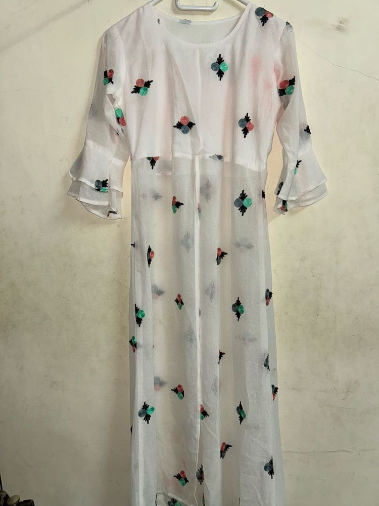 White Embroidered Kurta with pants