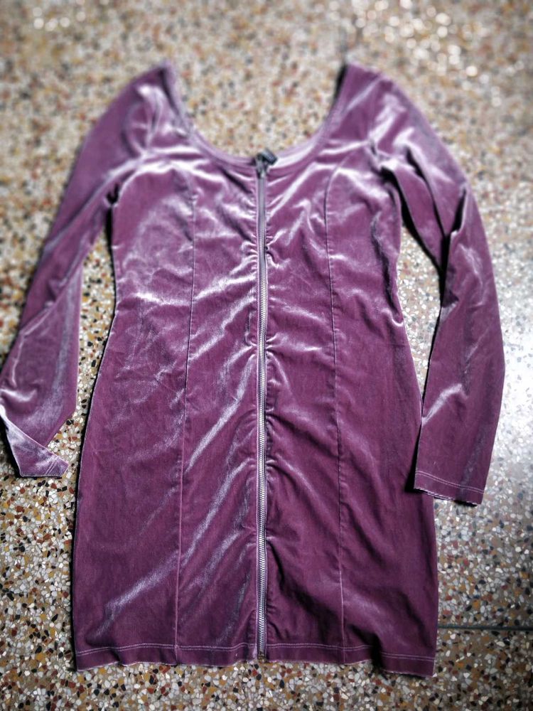 H&amp;M. Purple Velvet Mini Dress