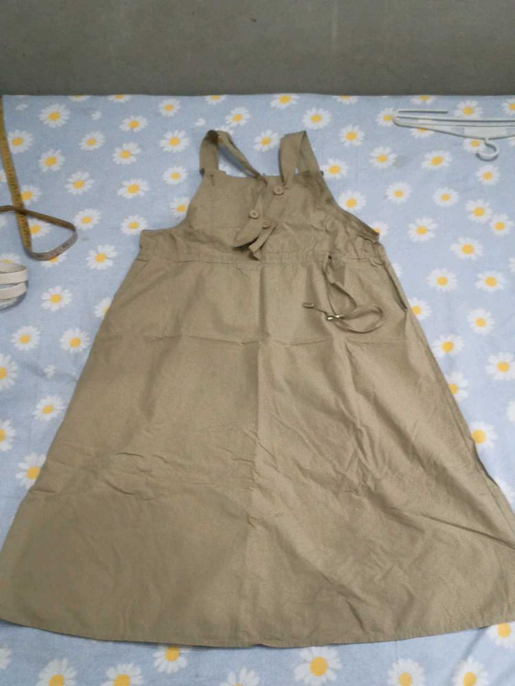 Khaki Pinafore Dress