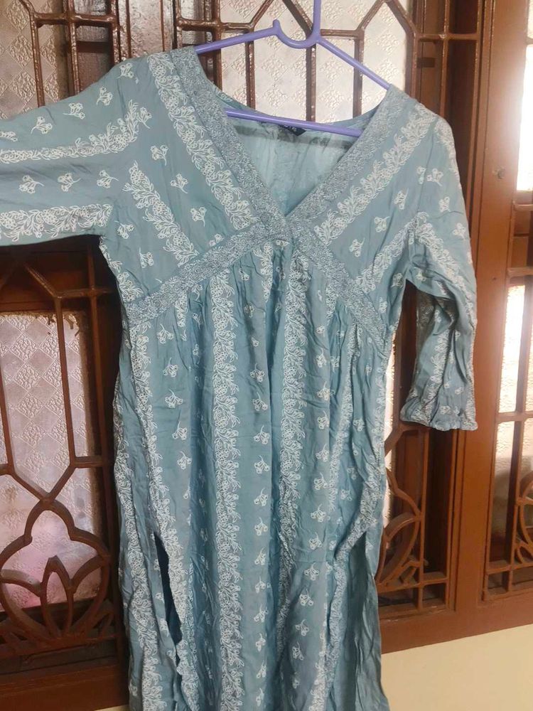 Elegant Blue Embroidered Kurta brand new one