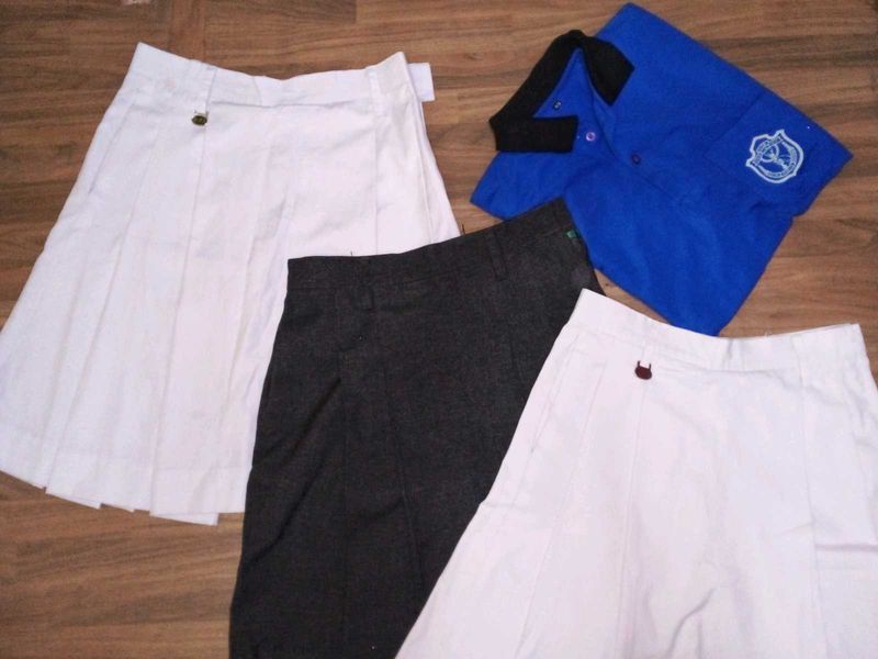 Girls School Uniform Set: 3 Skirts,1 t-shirt
