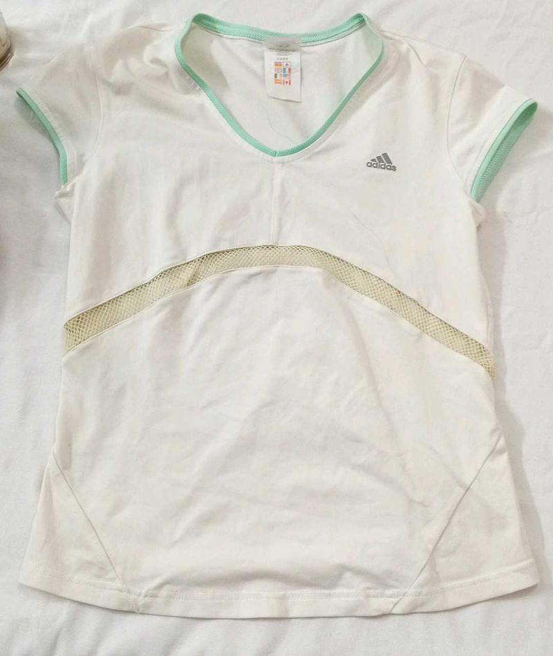 Adidas White V-Neck T-Shirt