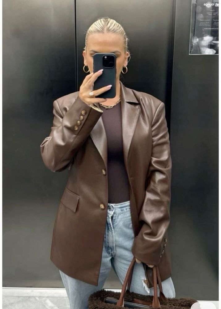 Leather Blazer From Savana ( New)