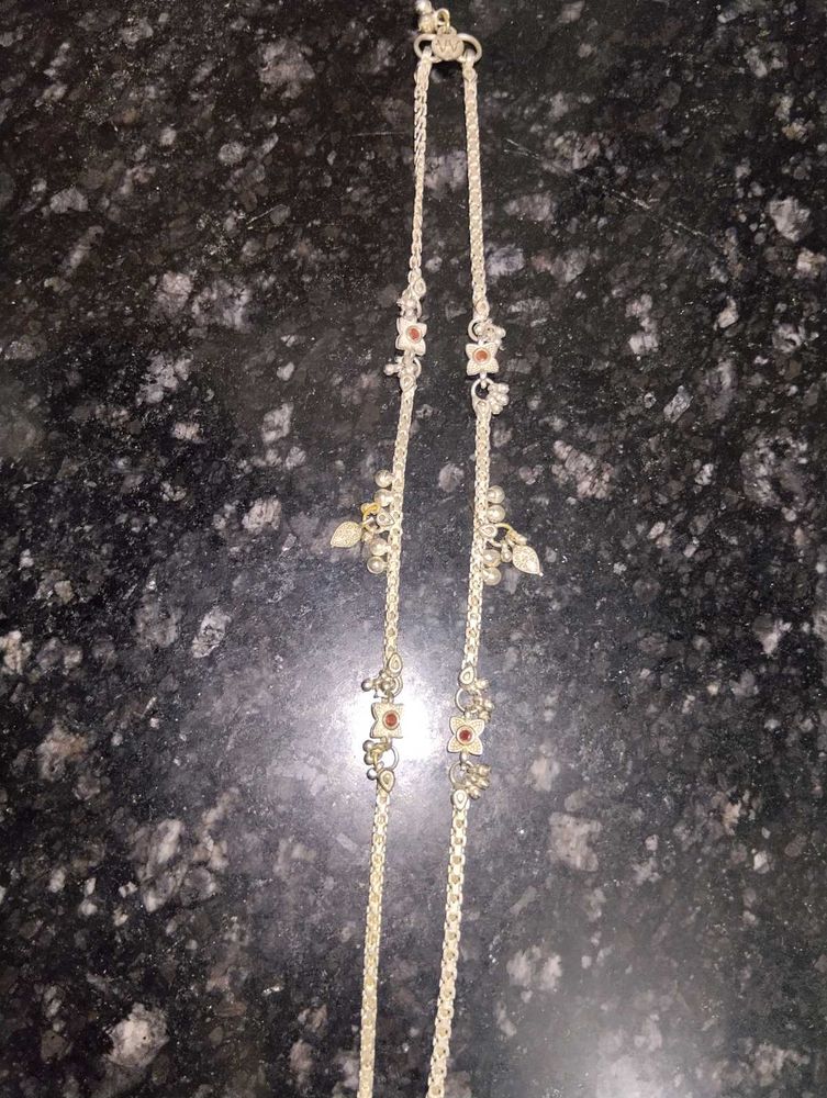 Elegant Silver Anklets with Floral Charm