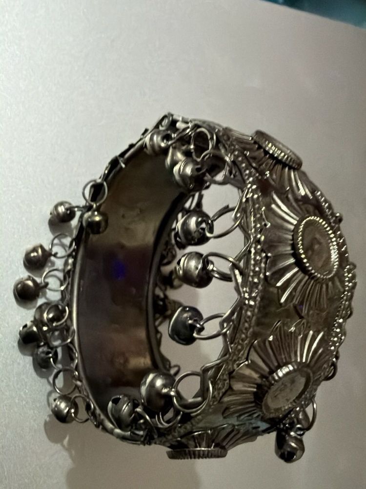 Intricate Silver-Tone Bracelet with Bells
