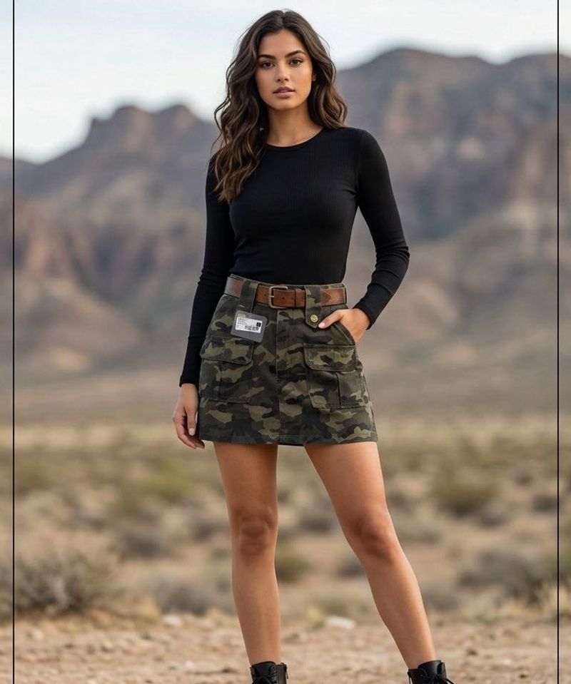 Denim Cargo Mini Skirt