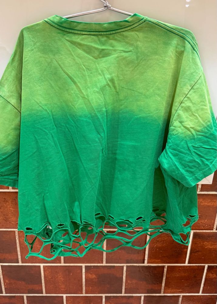 Distressed Ombre Green T-Shirt