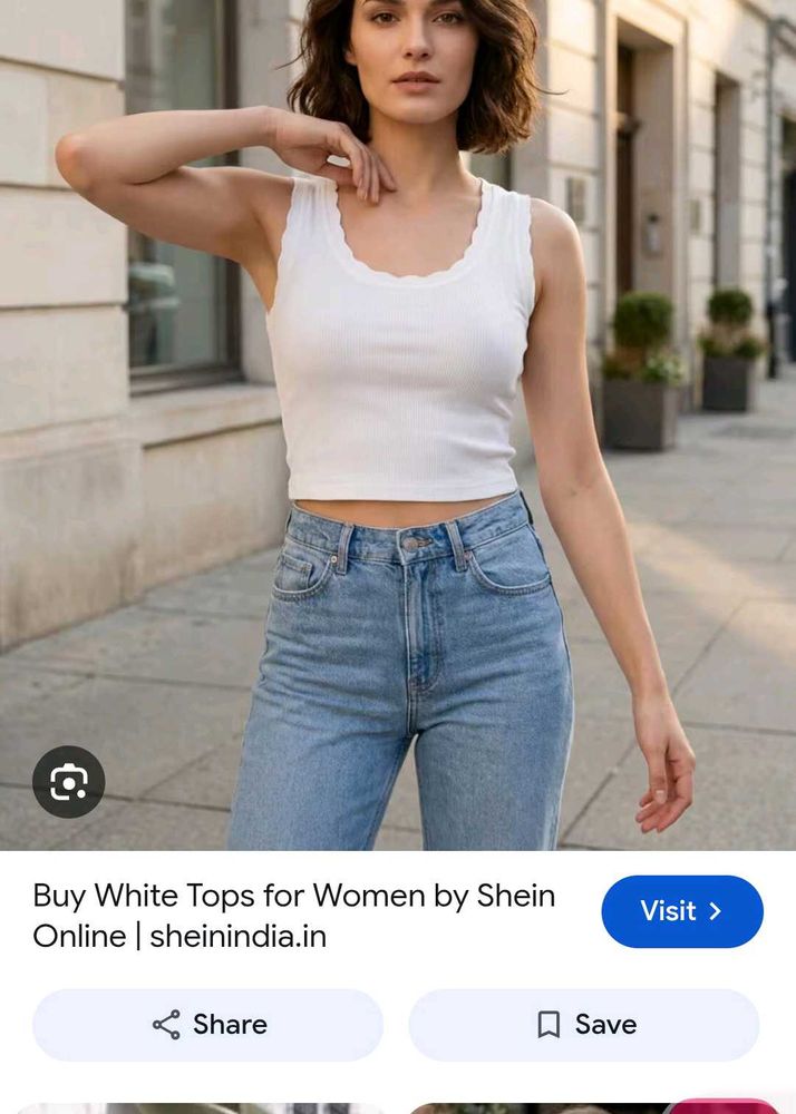 White Lace Trim Cropped Tank Top