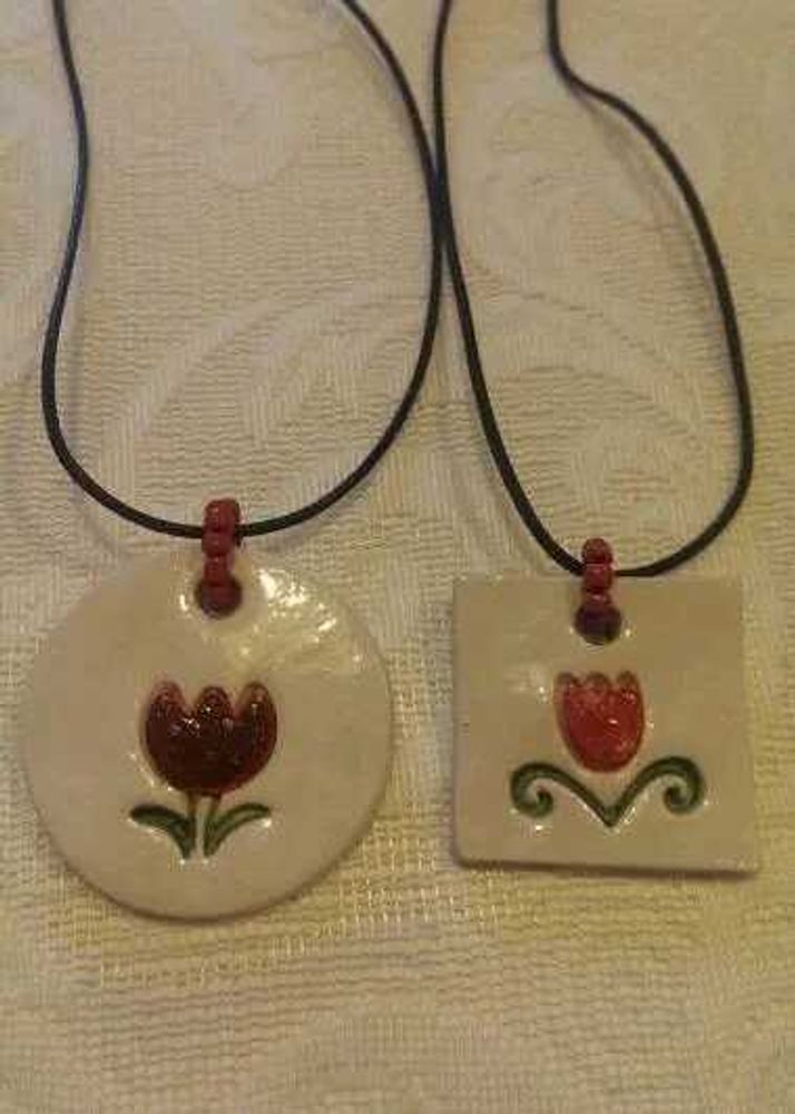 floral clay necklace