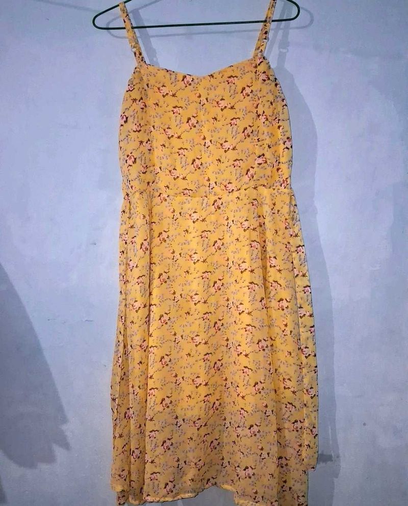 Yellow Floral Midi Dress