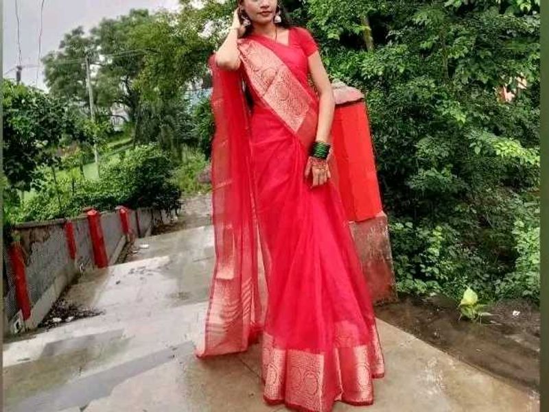 Red Organza Saree ❤️