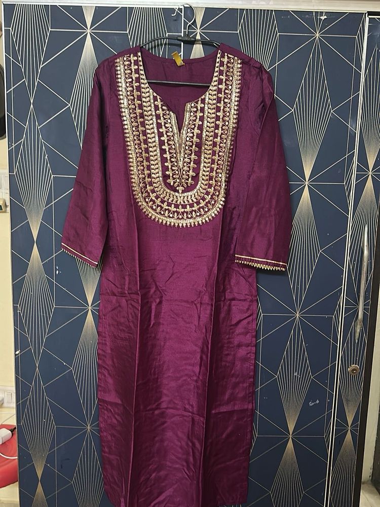 Embroidered Silk Kurta