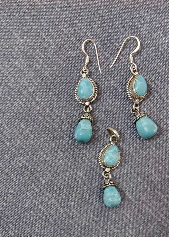 92.5 Silver Larimar pendant set
