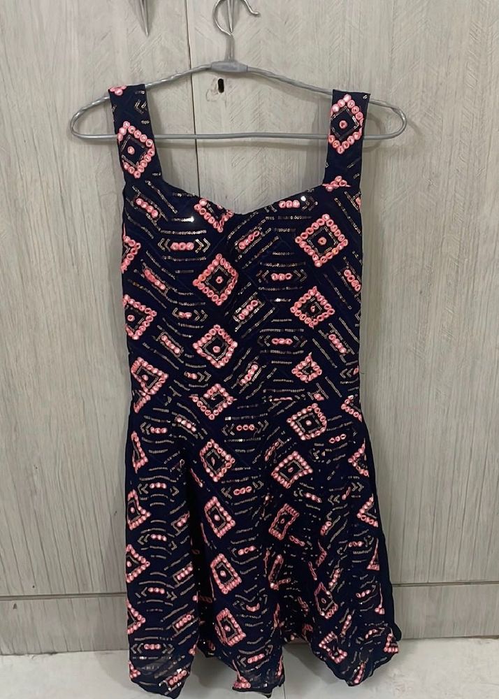 Navy &amp; Pink Kurta Pallazo Set
