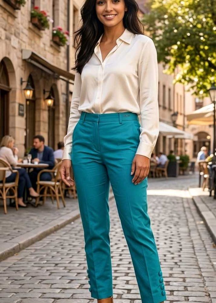Teal Blue Ladies Pants(SIZE-3XL)