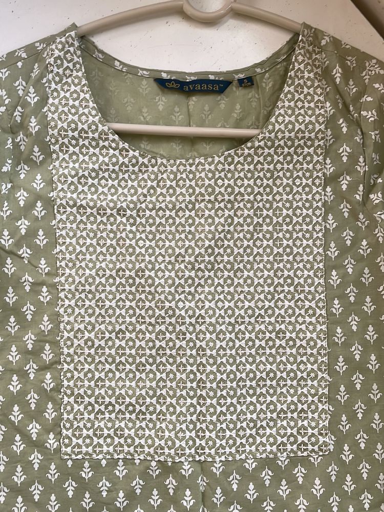 Avaasa Green Cotton Kurta