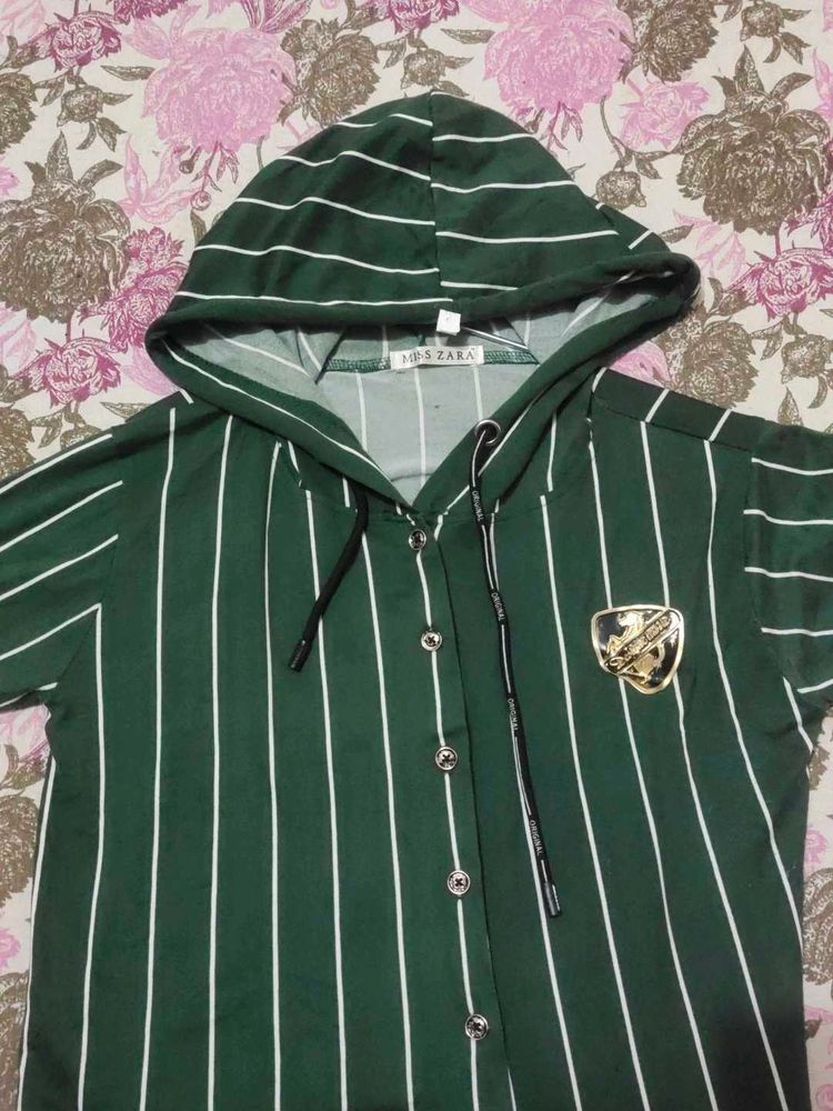 Green Striped Hoodie