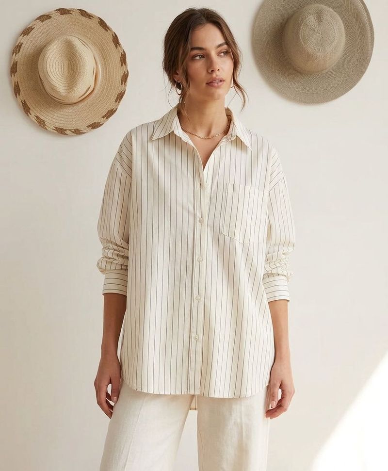 Westside Oversized Striped Button-Up Shirt