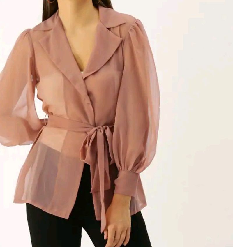 Sheer Shirt Style Top