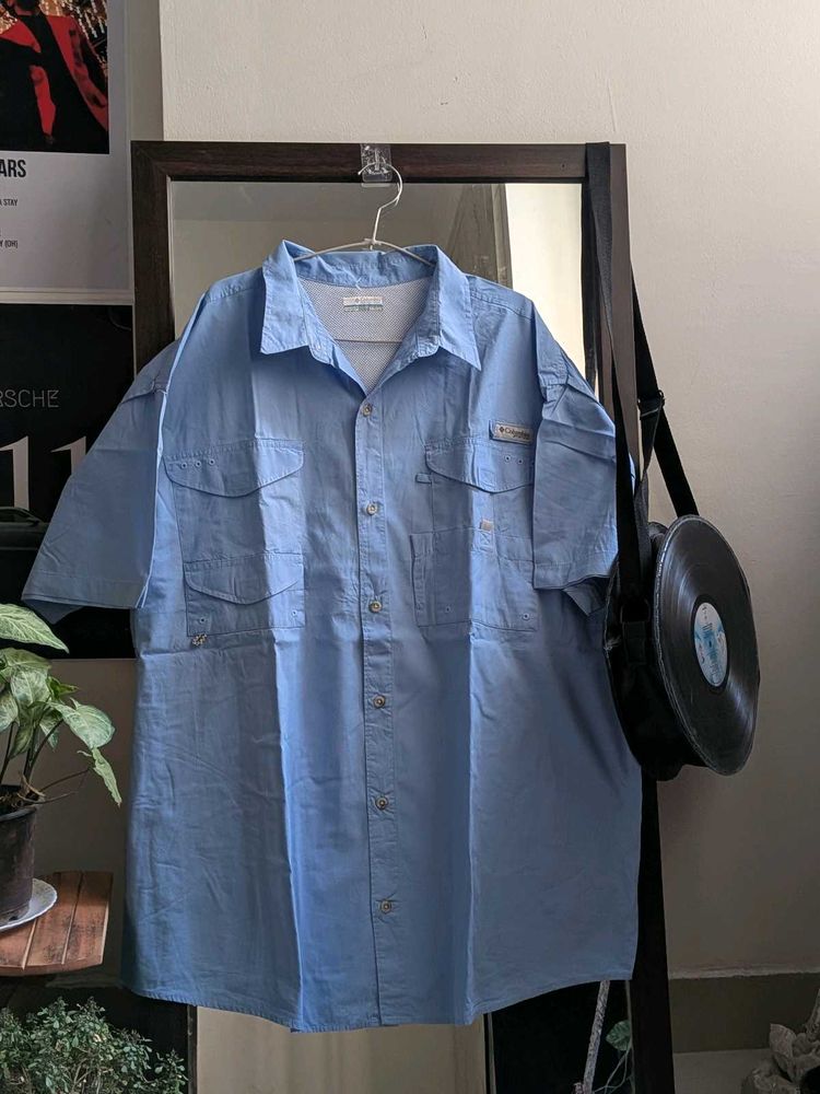 Columbia Light Blue Short Sleeve Button-Up Shirt