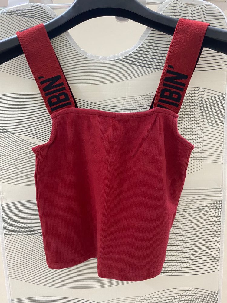 Vibing Red Ribbed Crop Top