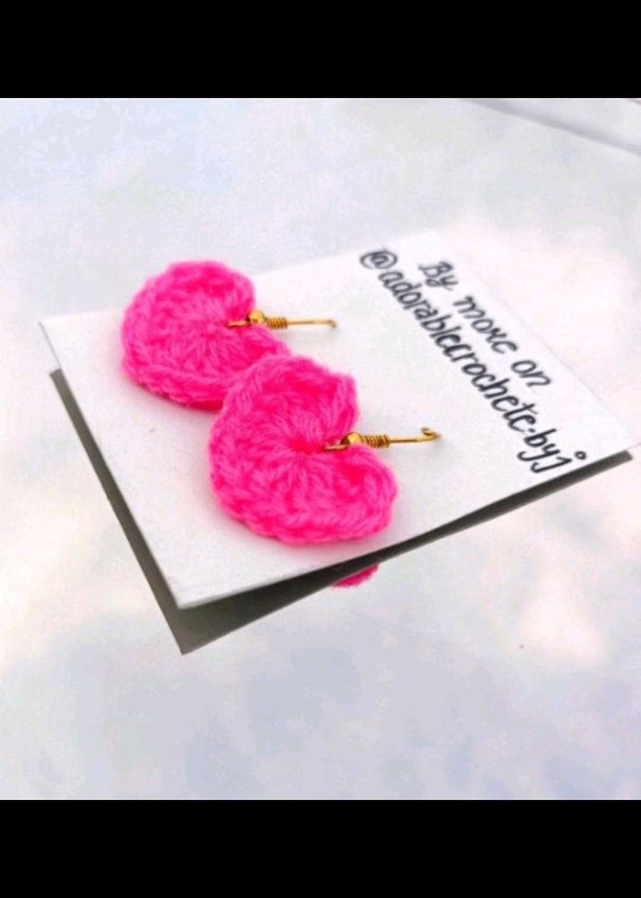 Crochet Heart Earrings