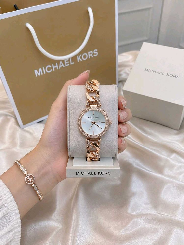 Michael Kors Rose Gold Watch &amp; Bracelet Set