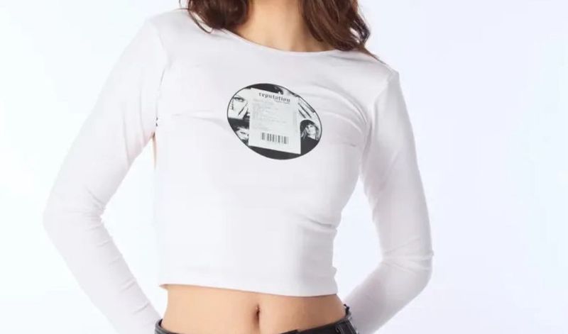 white printed Back Cut Tshirt