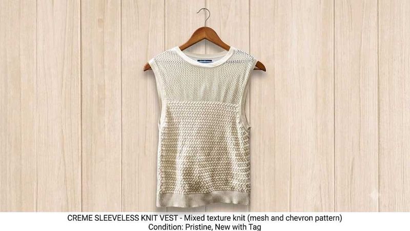 Cream Sleeveless Knit Vest