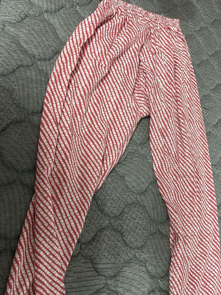 Stylish Red &amp; White Striped Palazzos