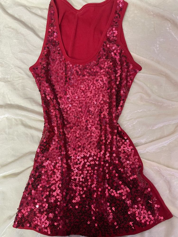 Sparkling Red Sequin Tank Top