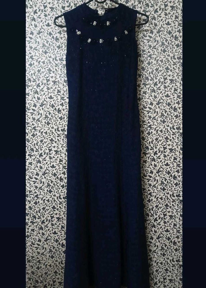 Elegant Navy Blue Embellished Dress