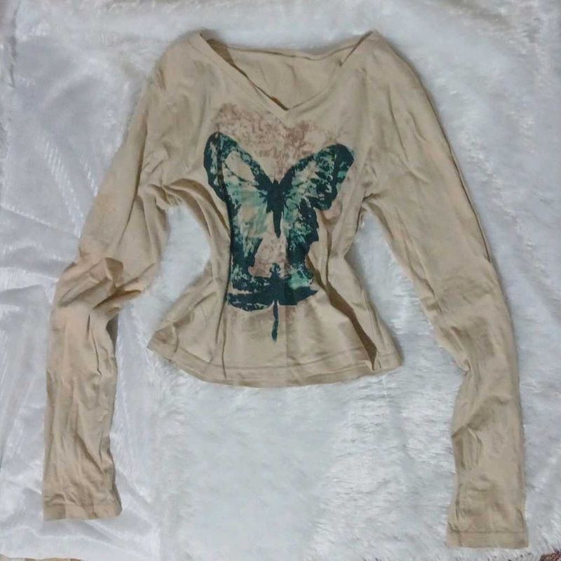 Long Sleeve Butterfly Graphic Top
