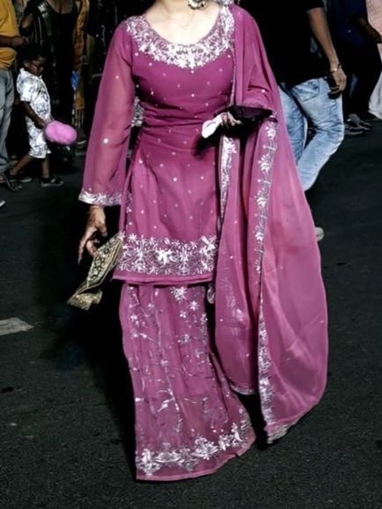 Elegant Pink Sharara Set with Dupatta