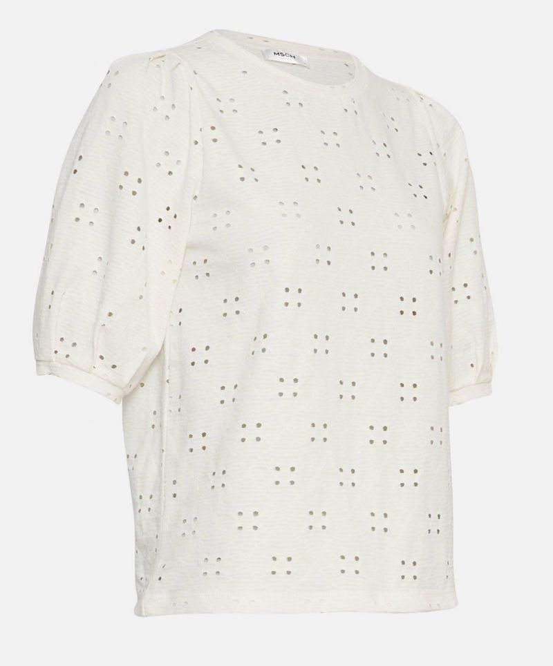 White Eyelet Puff Sleeve Top
