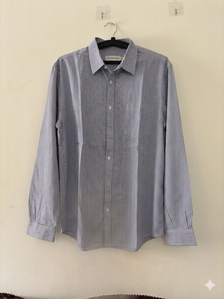 Classic Blue Striped Button-Up Shirt