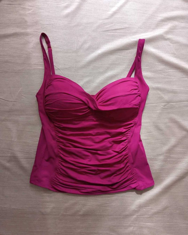 Women's Magenta Ruched Swim Top