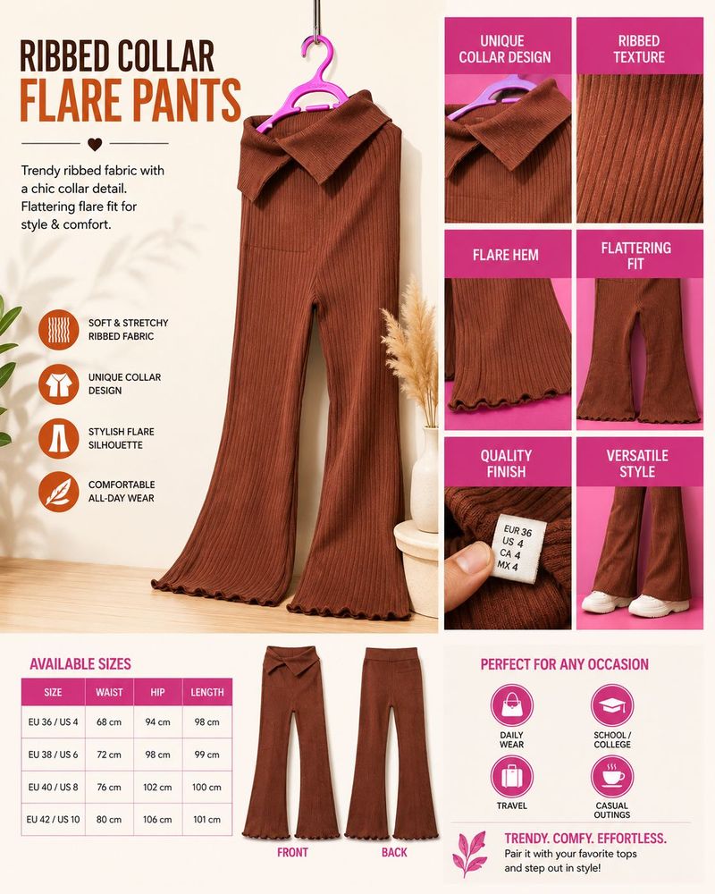 very thick woolen Collar Flare Pants
