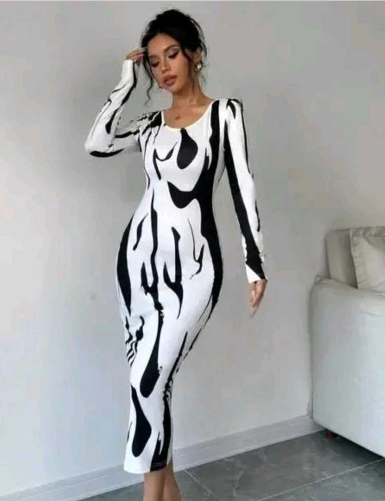 Stylish Flame Print Bodycon Dress